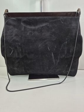 Gucci Black Suede Shoulder Bag with Slim Strap